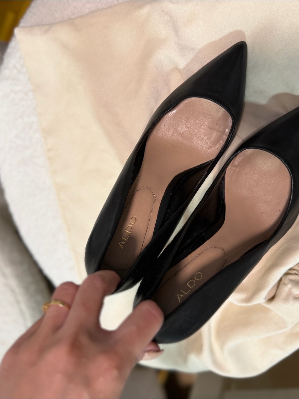 ALDO Black Pointed-Toe Leather Pumps